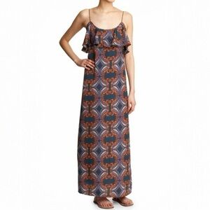 Bohemian Floral & Geo Print Maxi Dress With Loose Flowy Bodice By Hive & Honey